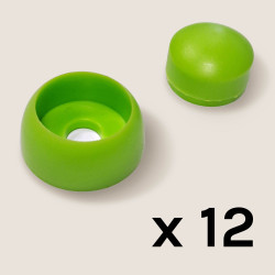 Lot de 12 cache-écrous pour vis M10/12 vert lemon - Pièces détachées