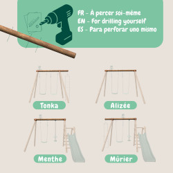 Poutre haute non percée L200 cm pour portique Soulet – Pièce détachée en bois traité