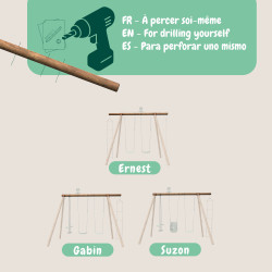 Poutre haute non percée L270 cm pour portique Soulet – Pièce détachée en bois traité