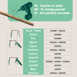 Poutre haute non percée L230 cm pour portique Soulet – Pièce détachée en bois traité