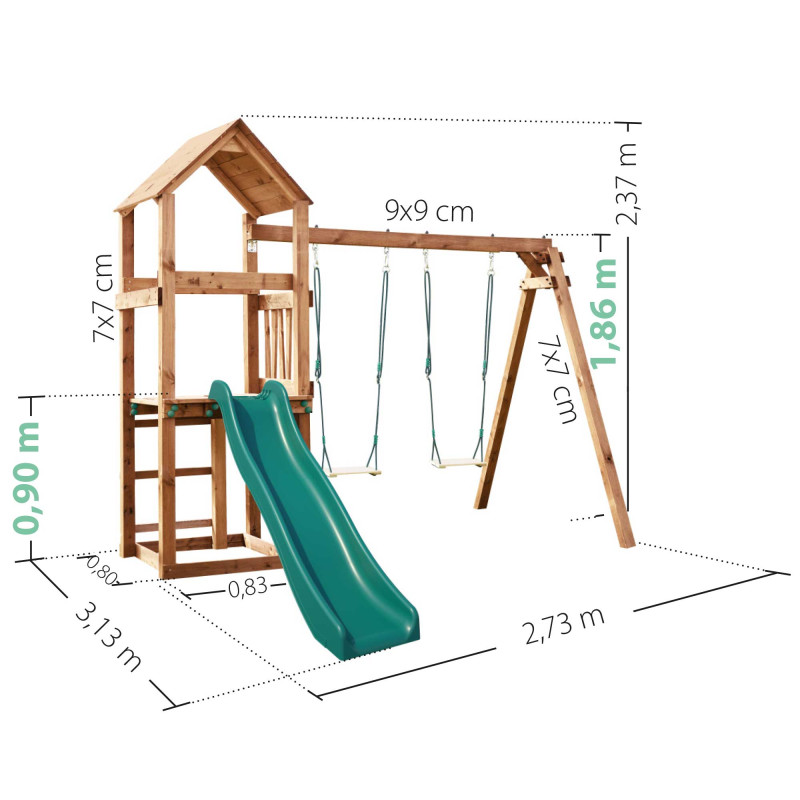 Aire de Jeux 3 en 1 pour Enfants de 1 à 6 Ans avec Toboggan Portique Balançoire Panier de Basket Escalade 142x176x111cm