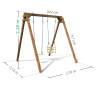 Portique balançoire en bois traité carré, 2 agrès - Ambre - Dimensions