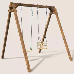 Portique balançoire en bois 2 agrès avec siège bébé AMBRE