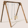 Portique balançoire en bois traité carré, 2 agrès - Ambre - Vue 3/4 droite