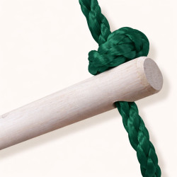 Zoom Échelle en bois 5 barreaux enfant - Agrès pour portiques 2m à 2m50 détails cordes nœuds vertes