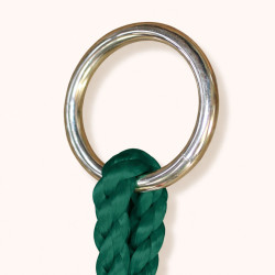 Zoom Échelle en bois 5 barreaux enfant - Agrès pour portiques 2m à 2m50 détails fixations hautes anneau en métal