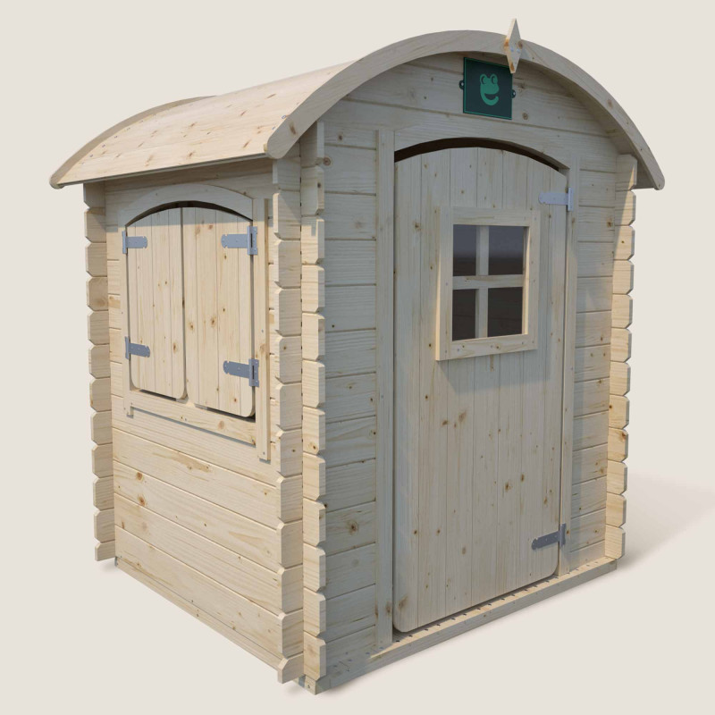 Petite cabane en bois 2 enfants - Patty - Vue 3/4 droite