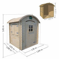 Petite cabane en bois 2 enfants - Patty - Dimensions extérieures et intérieures de la maisonnette