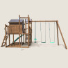 Aire de jeux pour enfant maisonnette avec portique et mur d'escalade - COTTAGE FUNNY - Vue de dos