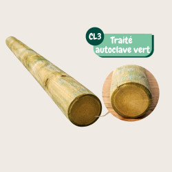 Détail d’un rondin de bois autoclave traité sel vert utilisé pour la balançoire Julie 4 agrès