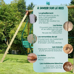 Portique balançoire en bois 4 agrès avec trapèze, échelle et face à face JULIE