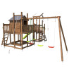 Aire de jeux pour enfant maisonnette avec mur d'escalade et corde à  grimper - COTTAGE CRAZY - Vue 3/4 droite