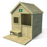 Cabane maisonnette en bois traité avec terrasse et banc enfant - Heidi - Vue d'ensemble - Fond blanc