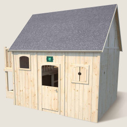 Cabane en bois avec mezzanine et bac à sable pour enfants DUPLEX