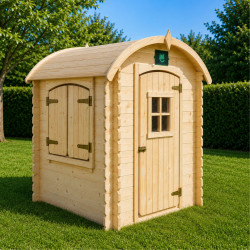 Petite cabane en bois 2 enfants - Patty - Usage familial en extérieur - Porte et fenêtre fermée