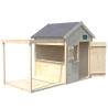 Cabane en bois avec pergola et plancher pour enfants Epicerie avec porte battante et petite fenêtre sur la face avant