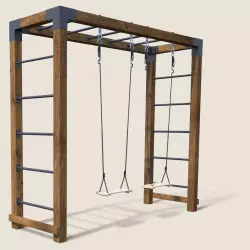 Aire de jeux multi-activités en bois avec 2 balançoires réglables HECTOR