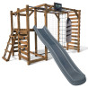 Aire de jeux multisport ACHILLE avec mur d’escalade et corde à grimper fond blanc