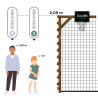 Dimensions du portique multisport ACHILLE illustrées selon la taille des enfants