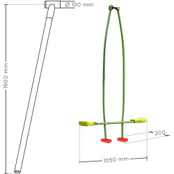 Dimensions de la balançoire face à face pour portique rond hauteur 1,90 m