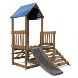 Aire de jeux ATHENES avec toboggan, vue 3/4 sur fond blanc