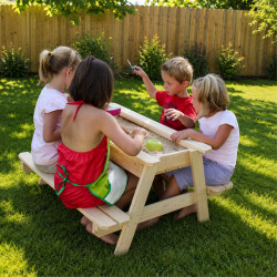 Table en bois pour enfant avec bac à sable intégré - Pour 4 enfants