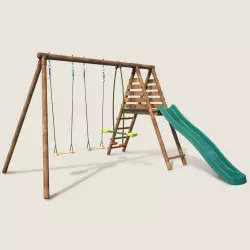 Portique balançoire en bois 3 agrès avec face à face CARNAVAL