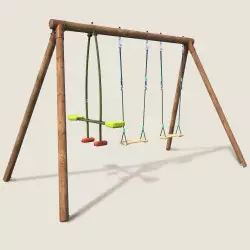 Portique balançoire en bois 3 agrès avec face à face PARTY