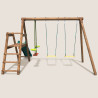 Vue arrière du portique balançoire en bois PARTY avec toboggan bas et face à face