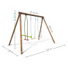 Dimensions du portique balançoire en bois CONFETTIS avec hauteur de 2,22 m