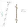 Dimensions de la corde à nœuds longueur 2,40 m diamètre 1,6 cm