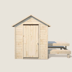 Cabane en bois avec table pour enfants – Tiana - Vue face