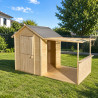 Cabane en bois avec pergola pour enfants - Eugénie - Usage familial en extérieur vue ambiance dans jardin