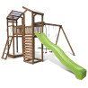 Aire de jeux pour enfant 2 tours avec pont et portique - FUNNY Swing & Bridge 150 - Aire de jeux avec toboggan hauteur 150 cm -