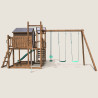 Aire de jeux pour enfant maisonnette avec portique et mur d'escalade - COTTAGE FUNNY - Vue de dos