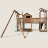 Aire de jeux pour enfant maisonnette avec portique et mur d'escalade - COTTAGE FUNNY - Vue de côté