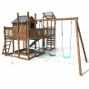 Aire de jeux pour enfant maisonnette avec portique et mur d'escalade - COTTAGE FUNNY - Vue 3/4 droite