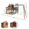 Aire de jeux pour enfant maisonnette avec portique et mur d'escalade - COTTAGE FUNNY - Dimensions du produit