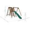 Dimensions de la balançoire en bois HERA Soulet avec toboggan, tipi et 3 agrès