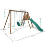 Station en bois avec portique 3 agrès et balançoire - Tulipe - Dimensions