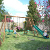 Station de jeux avec portique en bois balançoire et toboggan - Jacinthe - Usage familial en extérieur