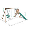 Station de jeux avec portique en bois balançoire et toboggan - Jacinthe - Dimensions du produit