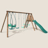 Station de jeux avec portique en bois balançoire et toboggan - Jacinthe - Vue d'ensemble