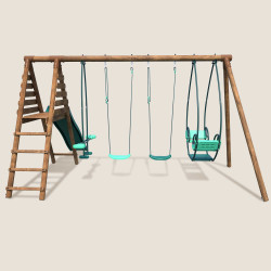 Station de jeux avec portique en bois balançoire et toboggan - Jacinthe - Vue de dos