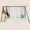 Station de jeux avec portique en bois balançoire et toboggan - Jacinthe - Vue de dos