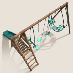Station de jeux avec portique en bois balançoire et toboggan - Jacinthe - Vue du dessus