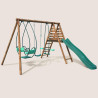Portique en bois avec balançoire balancelle et toboggan - Nigel - Vue 3/4 droite