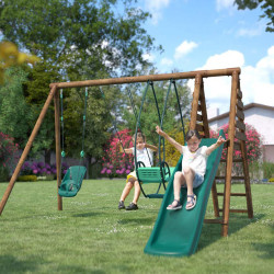 Station de jeux pour enfant avec portique et toboggan - Colza - Usage familial en extérieur.