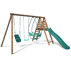 Station de jeux pour enfant avec portique et toboggan - Colza - Vue 3/4 droite - Fond blanc