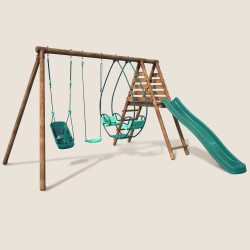 Station de jeux pour enfant avec portique et toboggan - Colza - Vue 3/4 droite